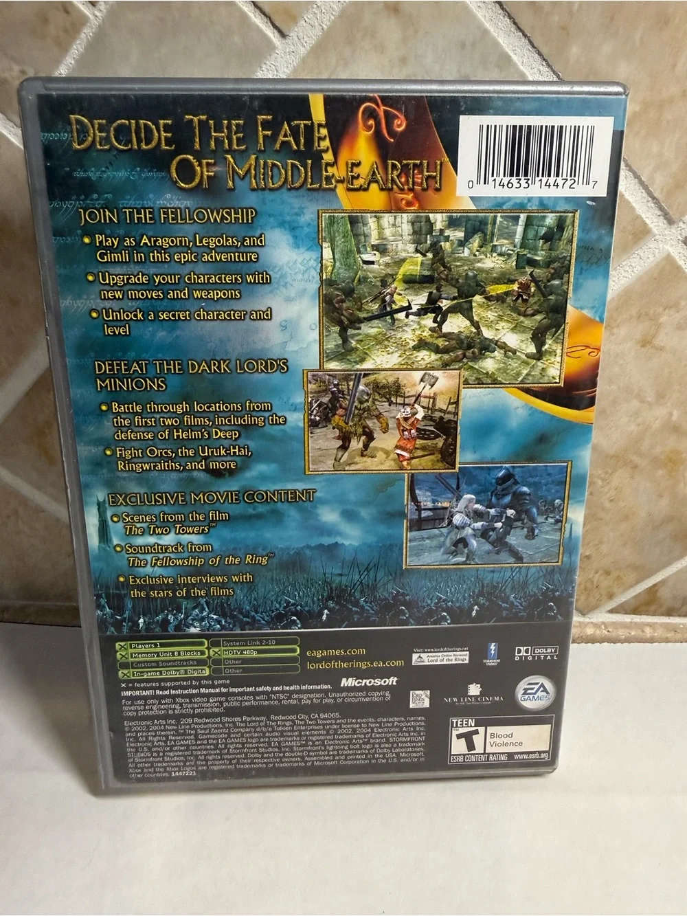 The Lord of the Rings The Two Towers Xbox Platinum Hits CIB w/ Manual 2002